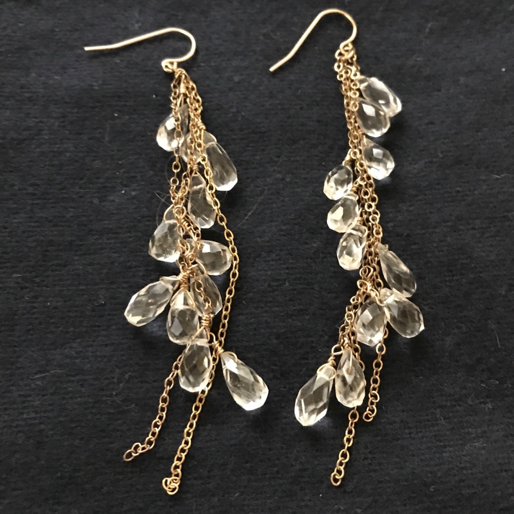 Stunning Nathan & Moe Chain Earrings Clear Stones!
